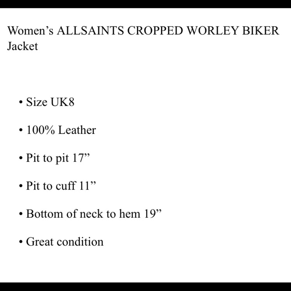 All Saints Worley Cropped 3/4 Sleeve Moto Leather Jacket - Picture 16 of 16
